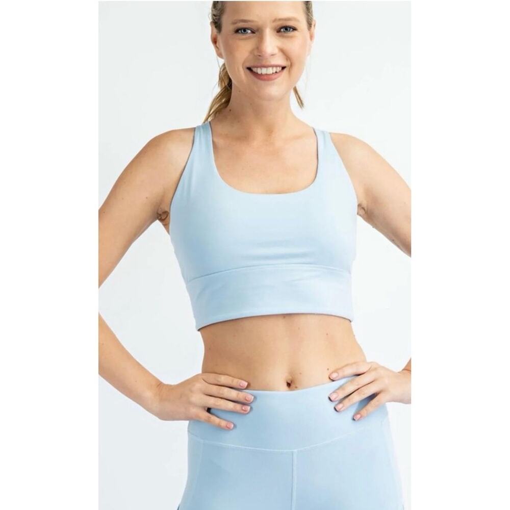 Arizona Jean Co Light Blue Scoop Neck Sleeveless Sports Bra Womens XL Athletic